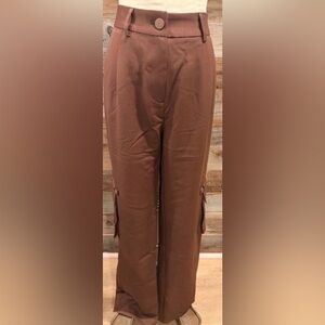 JLUXLABEL Wide Leg Cargo Pants in Brown